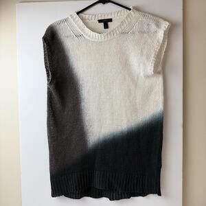 J. Crew Dip Dye Sleeveless Linen Top Knit White‎ Black Ombre XXS